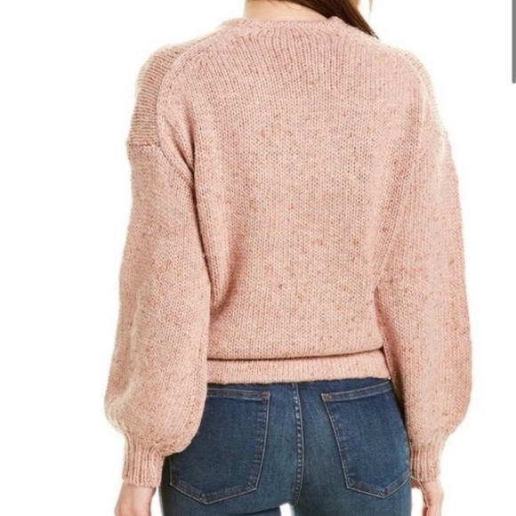 Madewell Beresford wool blend powder pink toned wrap front sweater. Size Large - Picture 2 of 9
